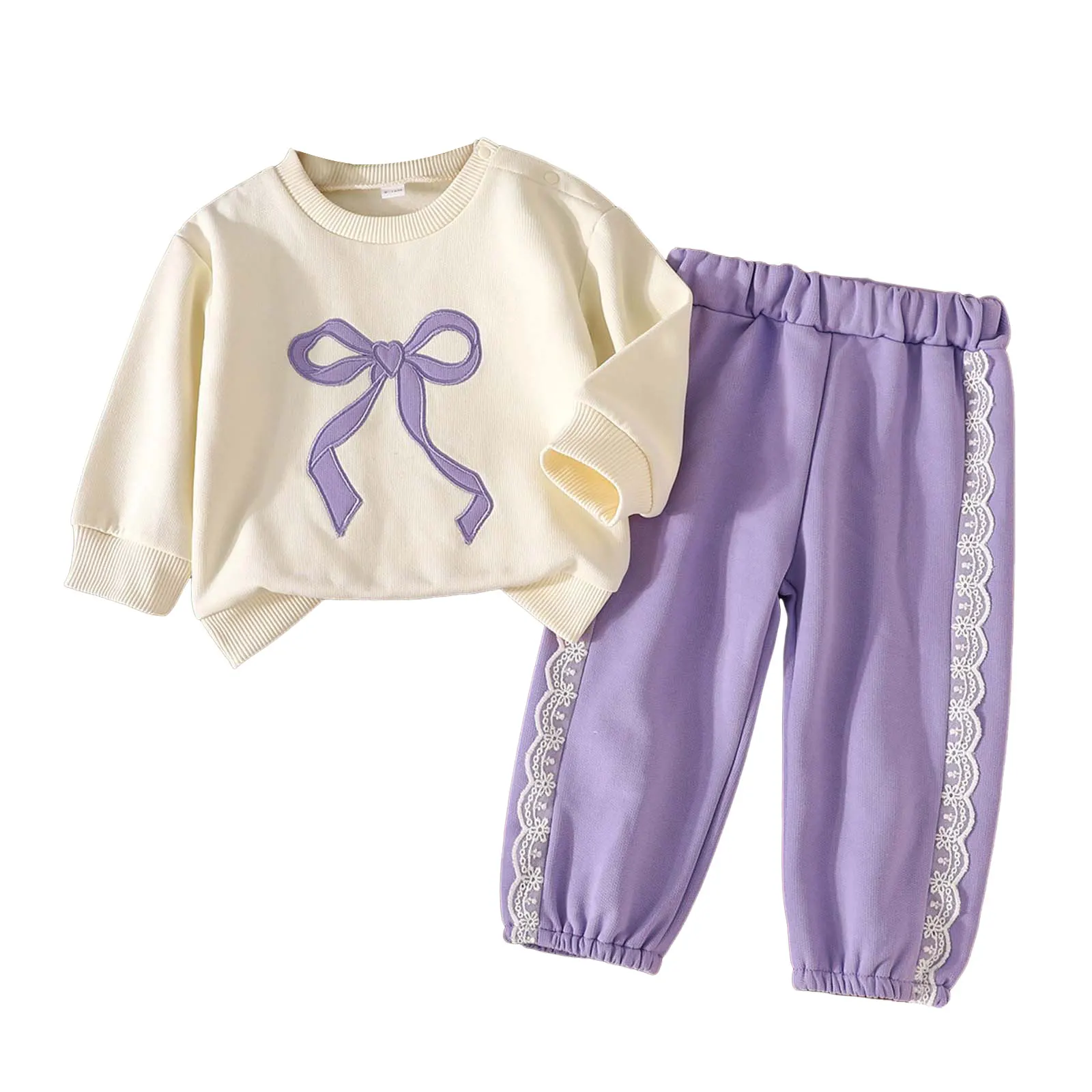 

Sweat Suits for Teen Girls Girls Set Fashionable Ang Sweet Bow Print Long Sleeved Sweatshirt Lace Pants Preemie Girl Mittens