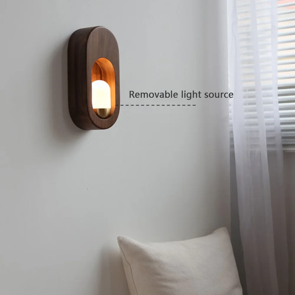 Applique Murale LED en Bois Massif au Design Scandinave Moderne et Simple, Luminaire Décoratif d'Nik, Idéal pour une Chambre à Coucher, un Hôtel ou un Allée