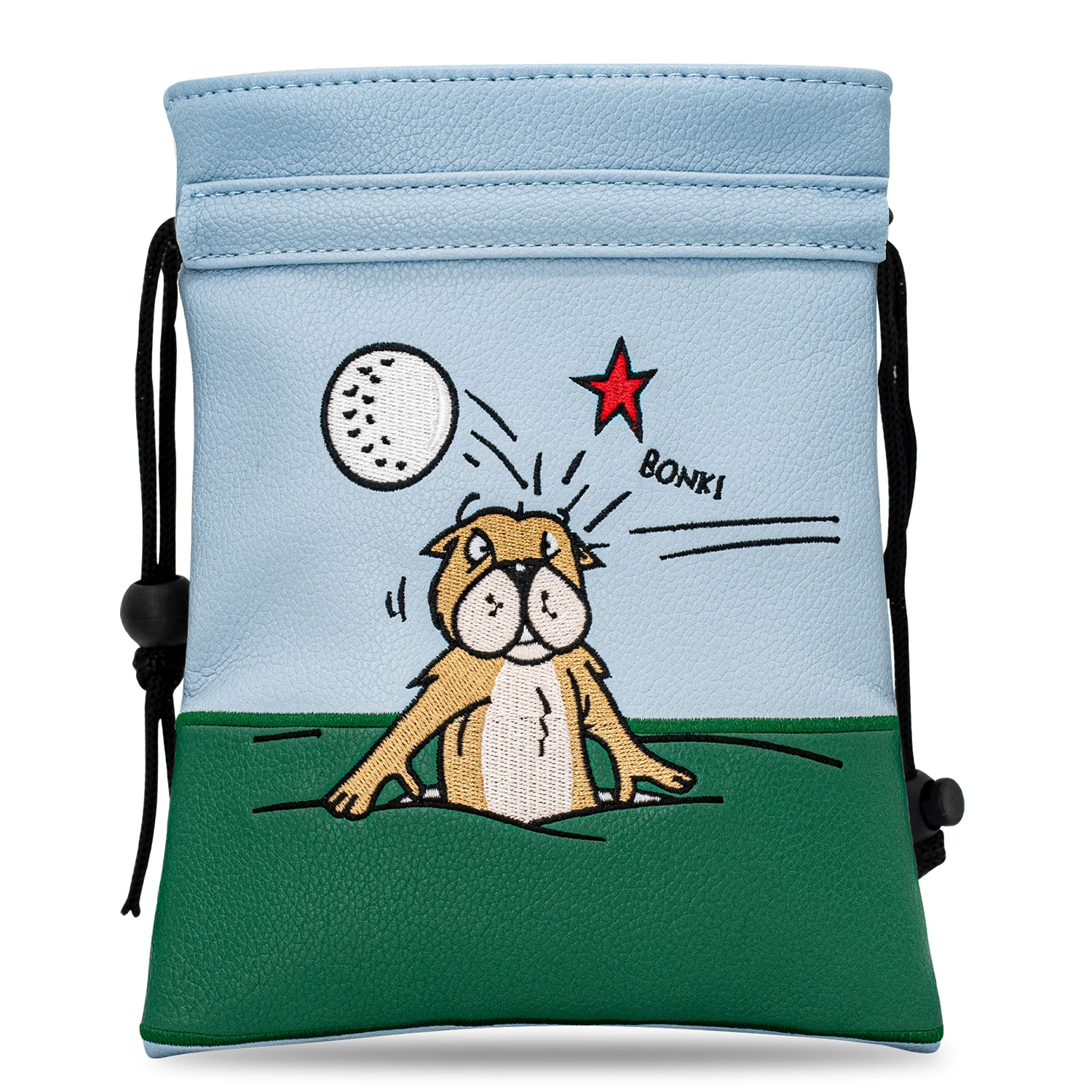 Marmot Style Golf Bag Featuring a Drawstring Closure, a Portable And Durable Faux PU Pouch for Golf Balls And Tees