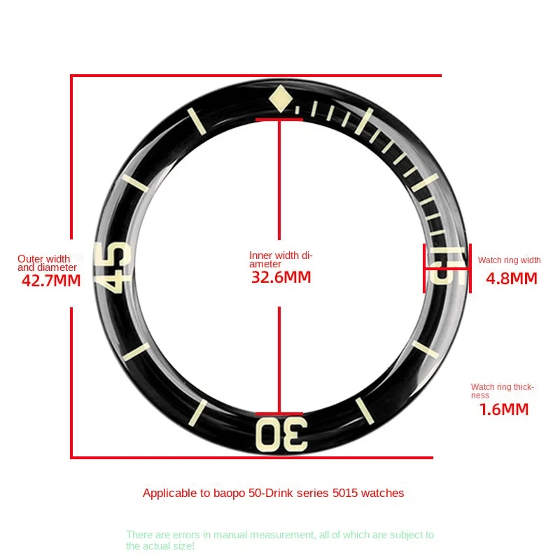 For Blancpain Fifty Fathoms 5015 watch bezel watch ring 5015 replace ring southern 50Fifty Fathoms watch ring repair accessories