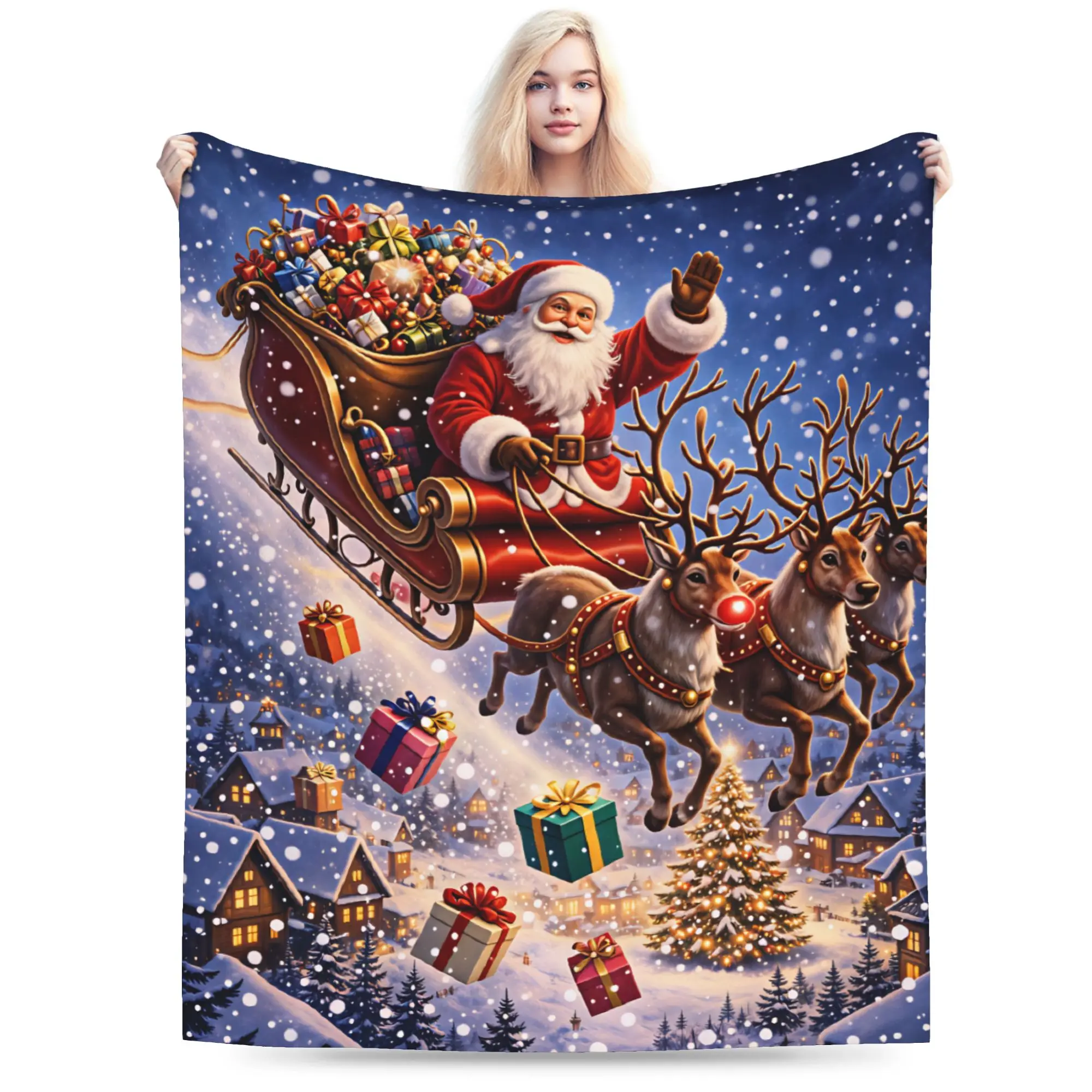 Marry Christmas   Blanket  Soft Warm Novelty Plush Bedding Throws For Kids Couch Chair Flannel Bedspread Bed Cover