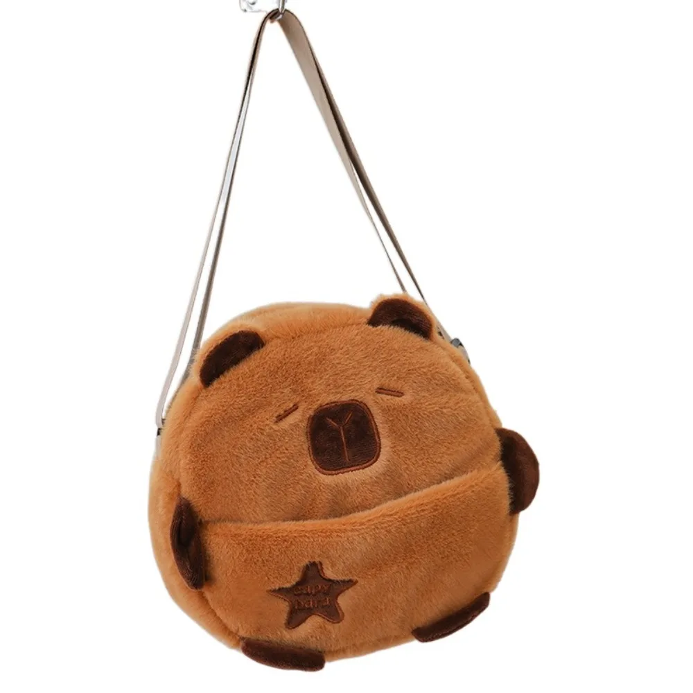

Phone Bag Soft Capybara Crossbody Bag Embroidered Lightweight Plush Animal Pouch Furry Brown Cartoon Shoulder Bag Girls