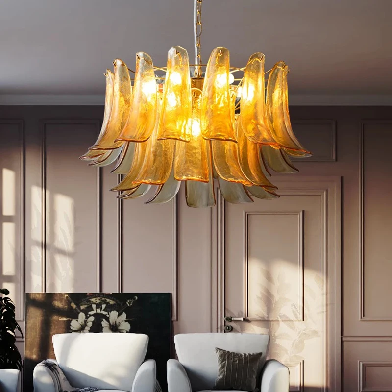 

AiPaiTe American vintage amber glass chandelier for living room dining room bedroom Scandinavian LED glass chandelier