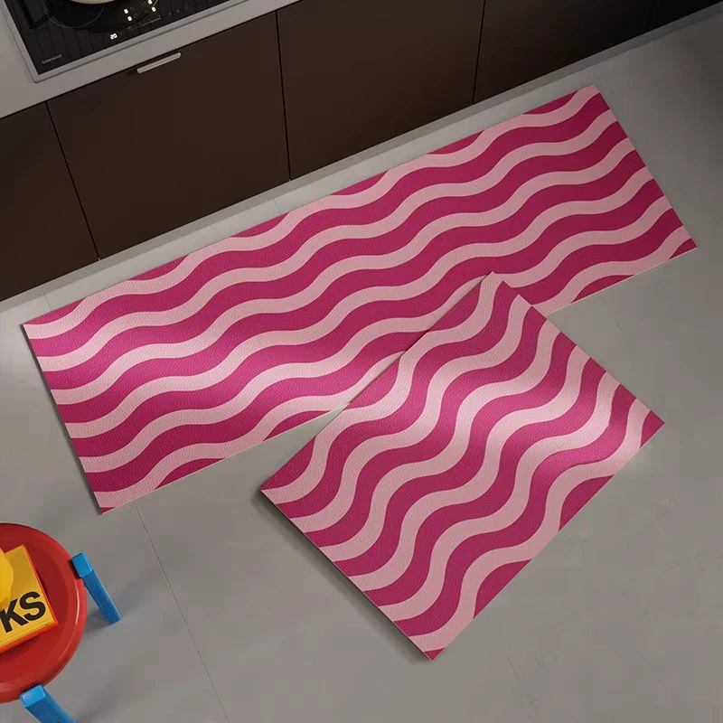 Alfombra de Cocina impermeable a prueba de aceite, Alfombra de suelo lavable de cuero de PVC, Alfombra de Cocina de tira larga, Alfombra Cocina antideslizante Lavable