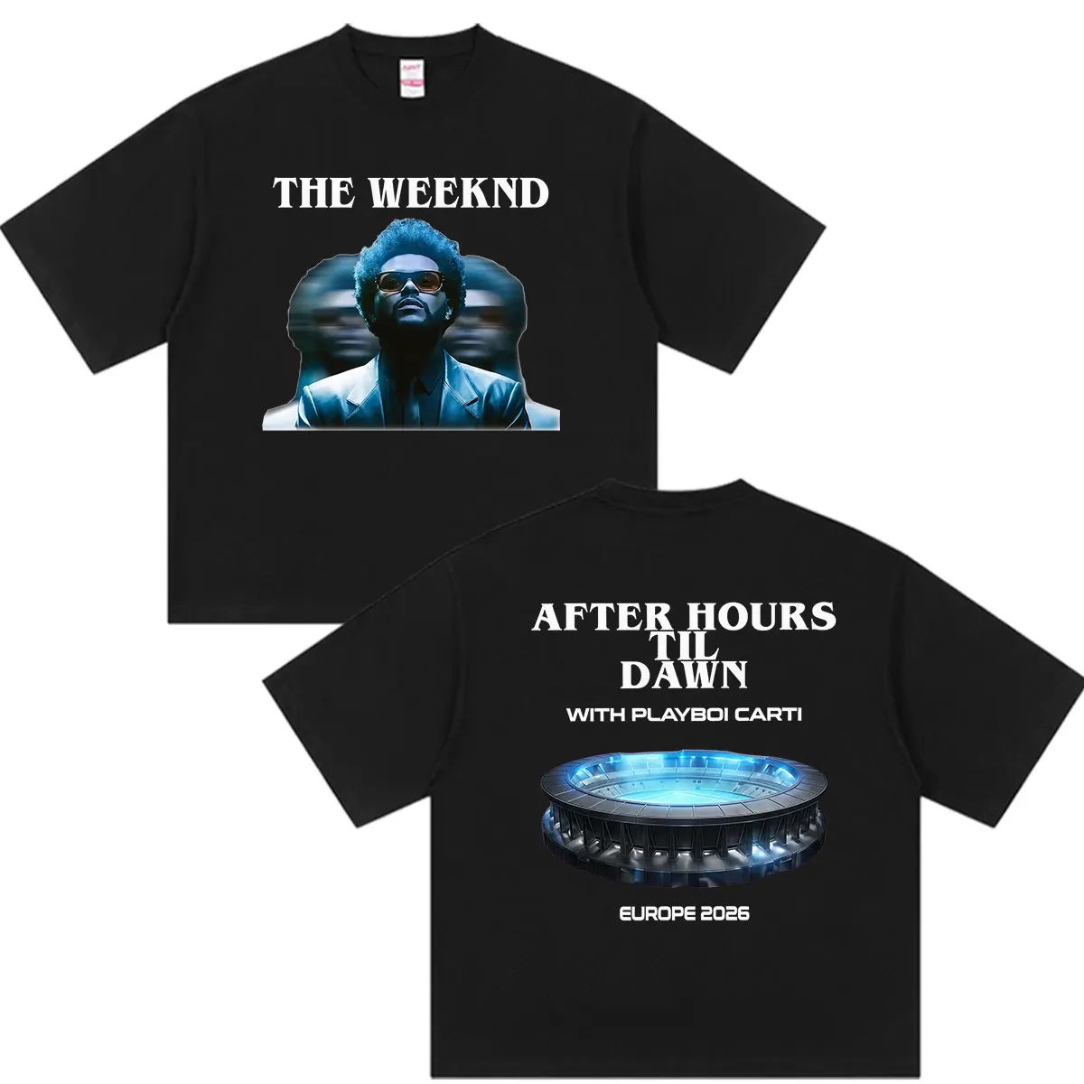 Camisetas de la gira mundial The Weeknd After Hour Til Dawn 2026, camisetas de moda hip hop para hombre, camiseta retro de algodón de manga corta, ropa de calle