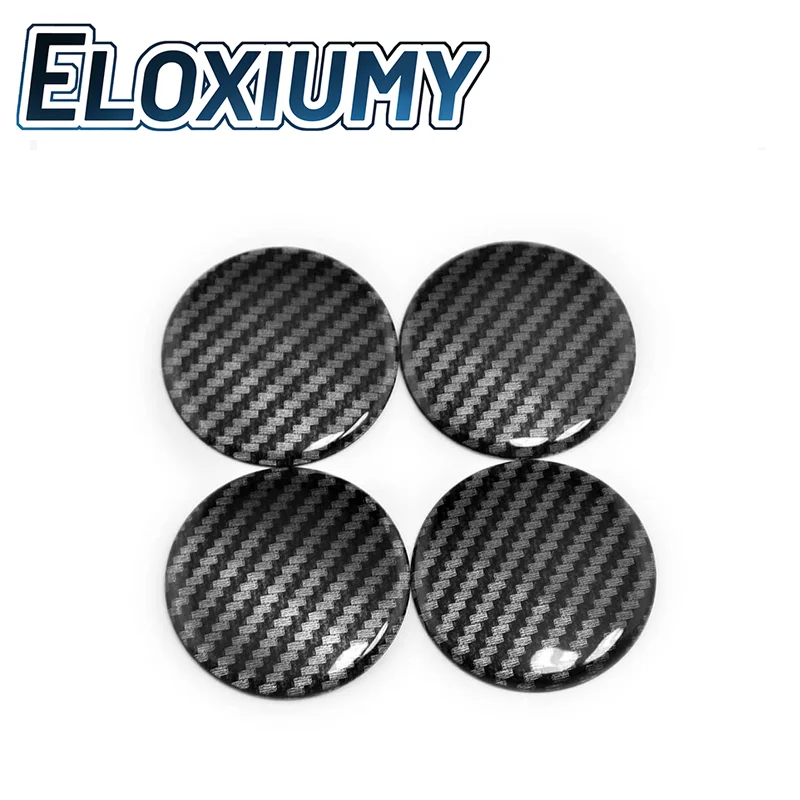 Eloxiumy 4pcs 45mm 50mm 56mm 60mm Black and Gray Striped Resin-Coated Wheel Emblem Car Sticker Car Styling Exterior Accessories