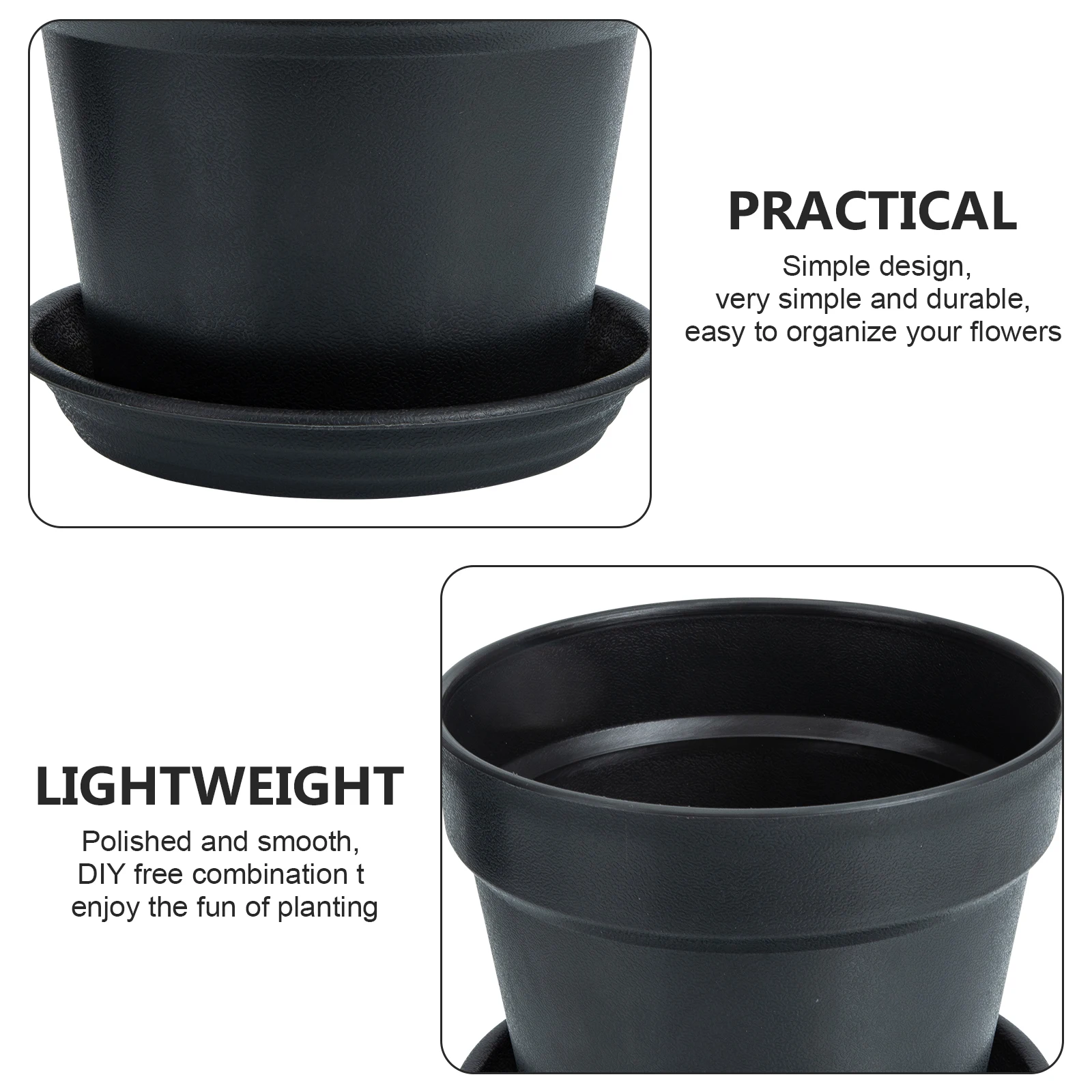 

2 Sets Resin Flower Pot Planter Pots for Indoor Plants Garden with Saucer Flowers Holder Supplies Plastic Mini