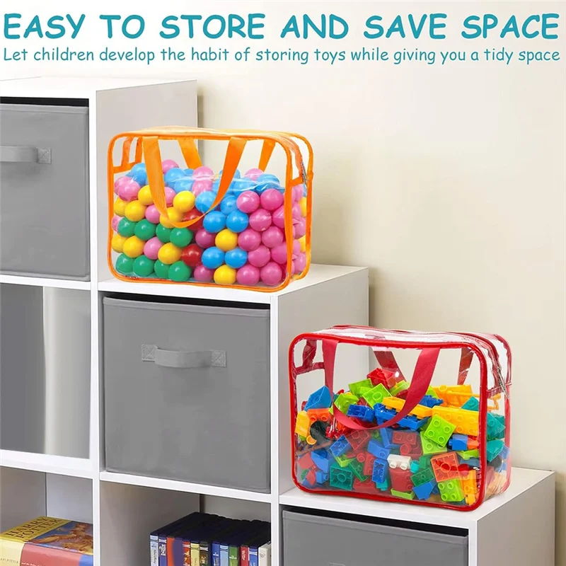 

-A95Z 8-Set Clear PVC Storage Bags With Zipper For Toy Organization - Waterproof For Building Blocks And Puzzles
