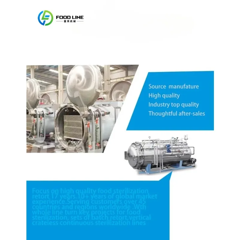 Industrial Retort Sterilizer Auto Horizontal High-Accuracy Hot Water Spraying Sterilization Autoclave for Food Processing