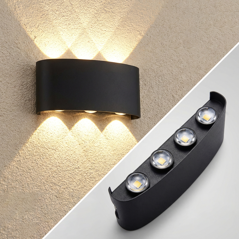  LED Wall Sconces 2W/4W/6W/8W/10W Modern Wall Light, Hardwired Aluminum Wall Lamp,Black Up Down Wall Mount Lights for Living Roo 