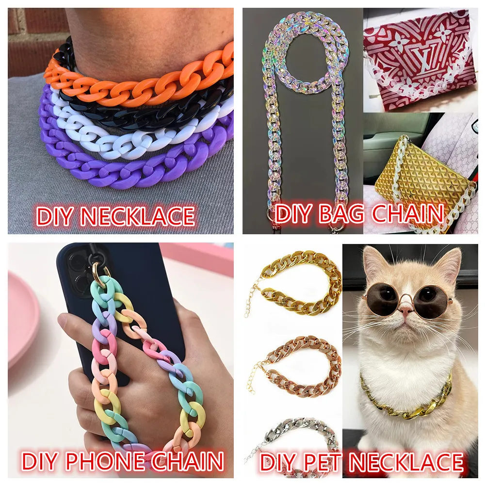 30pcs 20x30mm Acrylic Dual Color Cuban Link Chain Loose Beads for Bracelet Necklace Glasses Chain Making DIY Jewelry Accessories