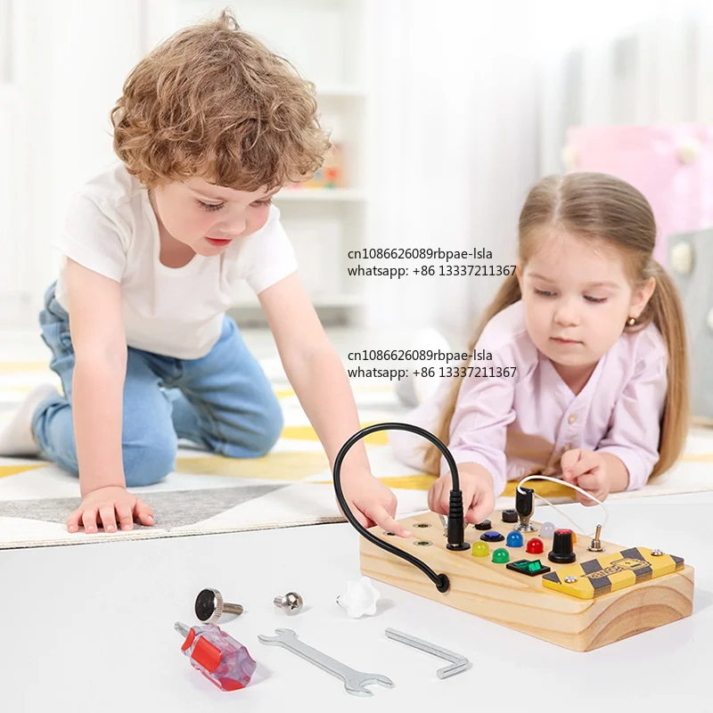 Best Selling Wooden Led Light Switch Busy Board Game Educational Activity Learning Toy for Kids CPC CE UKCA Certified