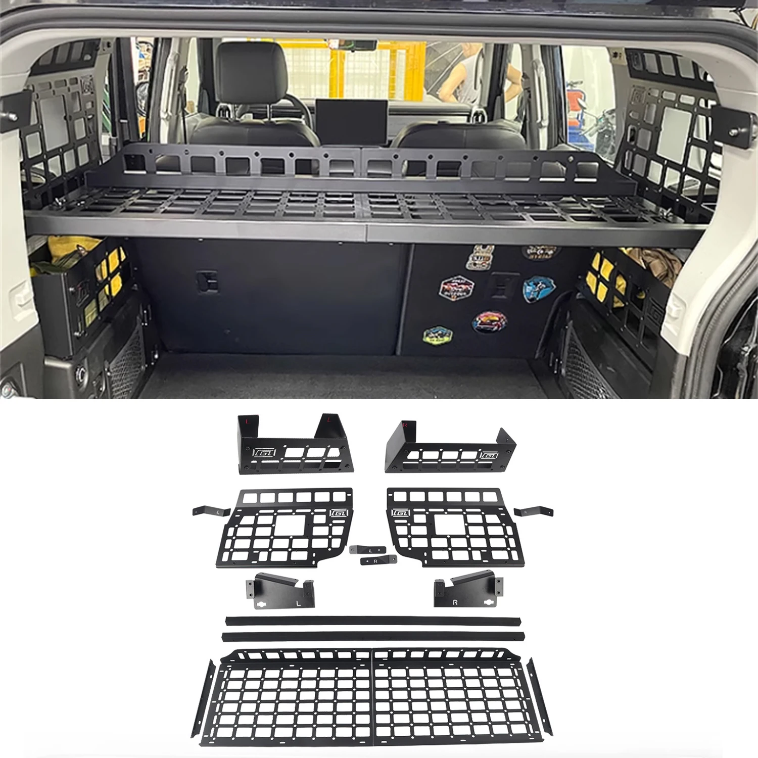 CGZ For Chery Jetour T2, Jetour Traveller 2023 2024 Car Molle Panel Rear Trunk Shelf Storage Debri Racks Cargo Organizers 1 Set