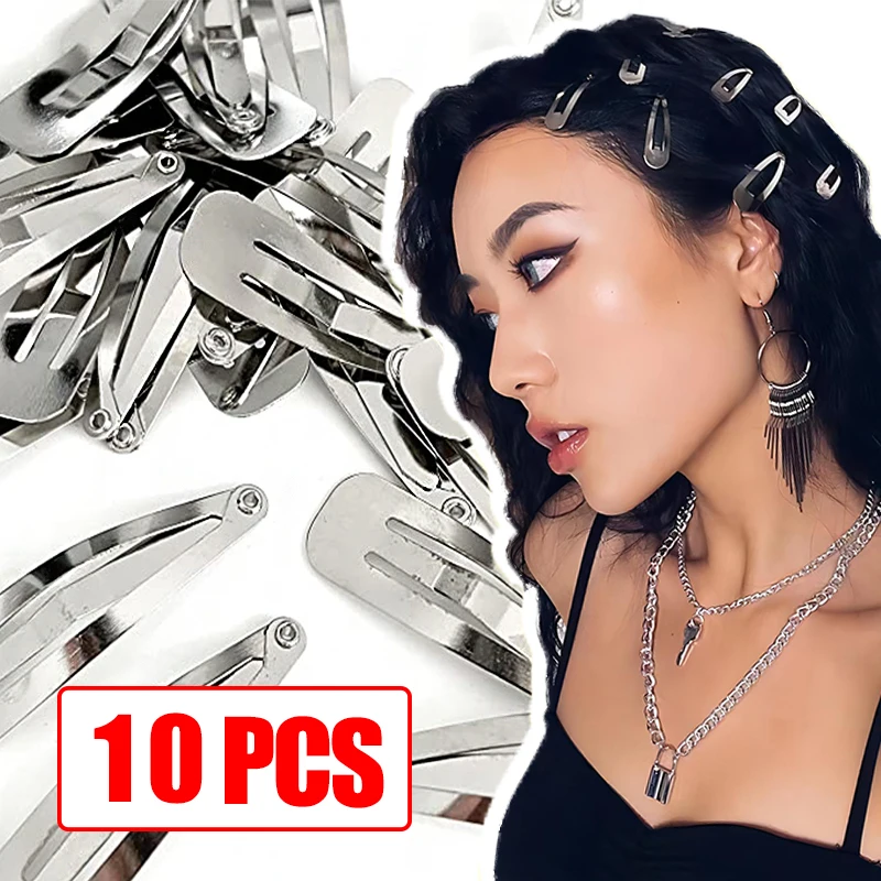 Y2K Droplet Shaped BB Hair Clip Trendy Cool Ins Niche Punk Spicy Girl Millennium Metal Silver Hair Clips Edge Hair Accessories