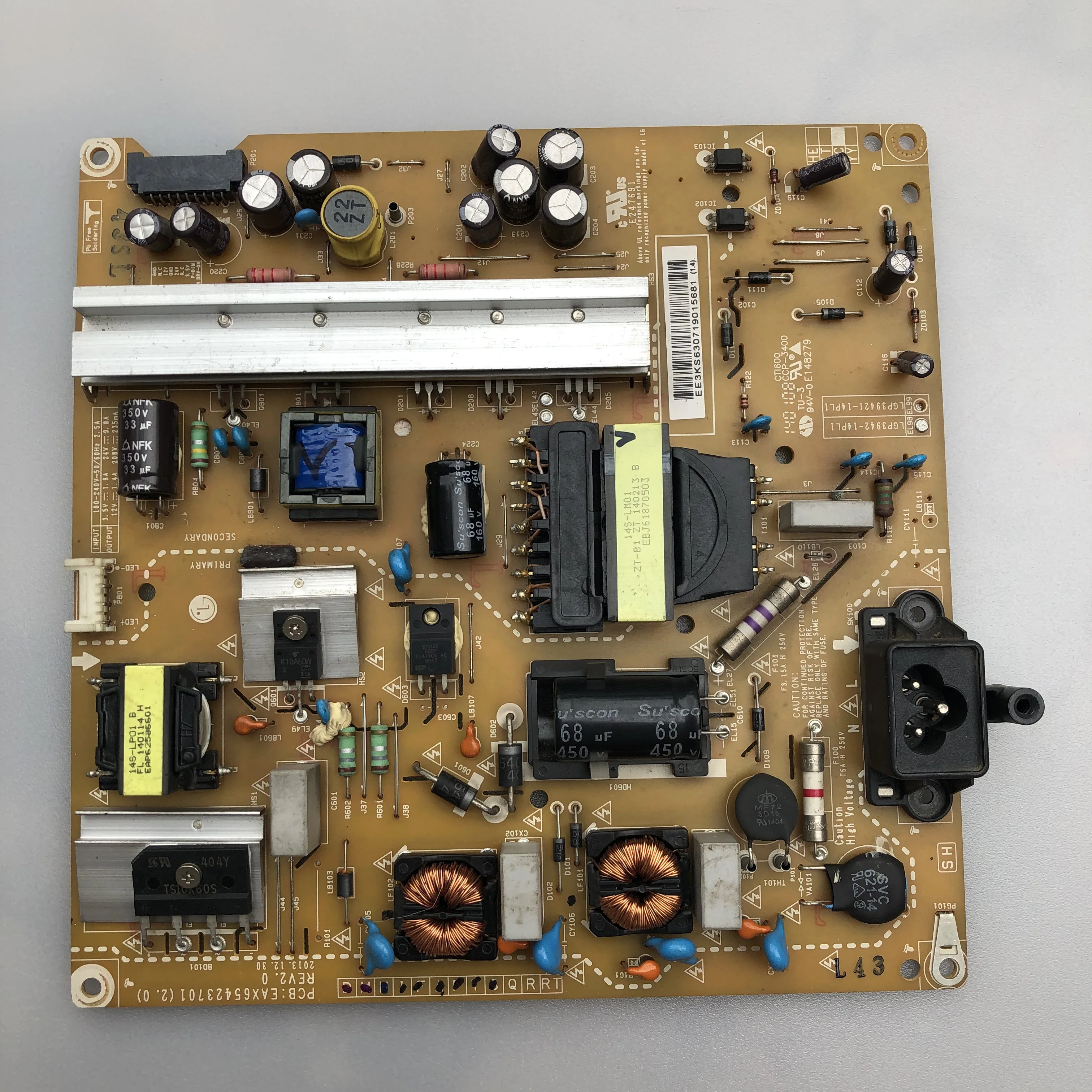 Original 42/39 Inch TV Power Supply Board Card LG 42LB550V 42LB570V 42LB580V 42LB650V EAX65423701 (2.0) REV 2.0 LGP3942-14PL1