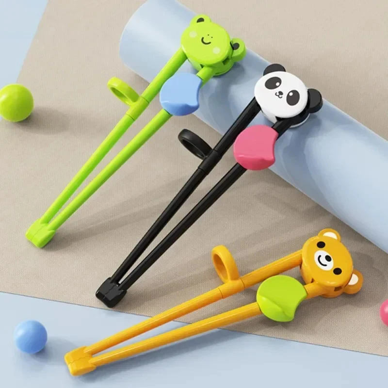 {YY30} 1 Pair Multi Color Cute Bear Panda Cat Learning Training Chopsticks For Kids Children Chinese Chopstick Learner Gifts