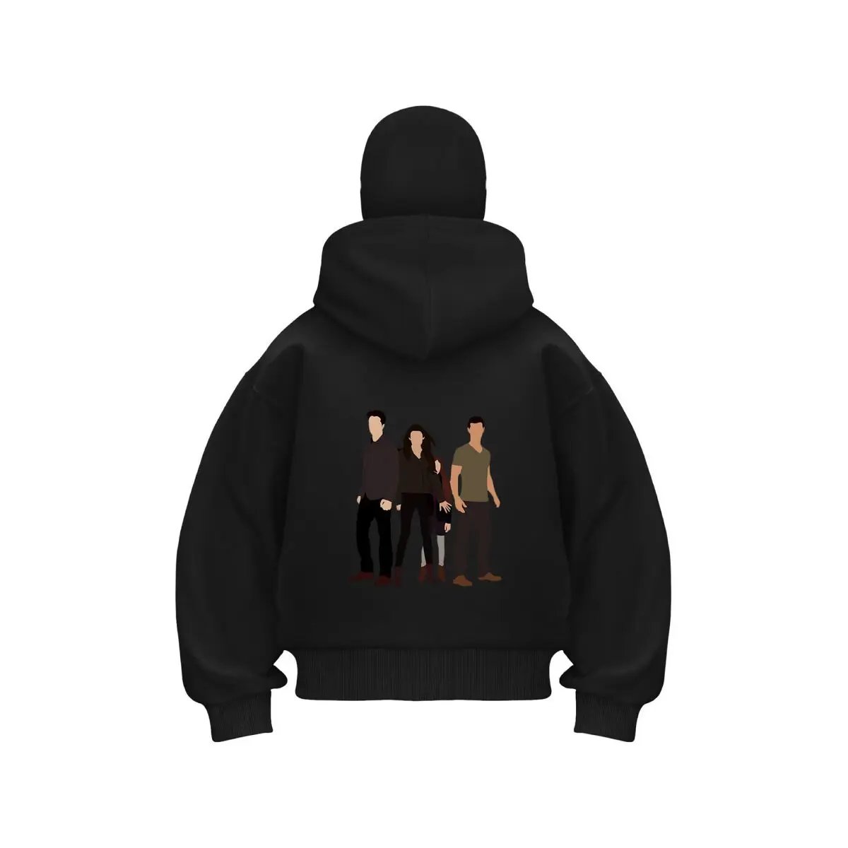 

Family Silhouette portrait art Balaclava Men Zip-Up Hoodie Winter Warm Outdoor Casual Sweatshirt