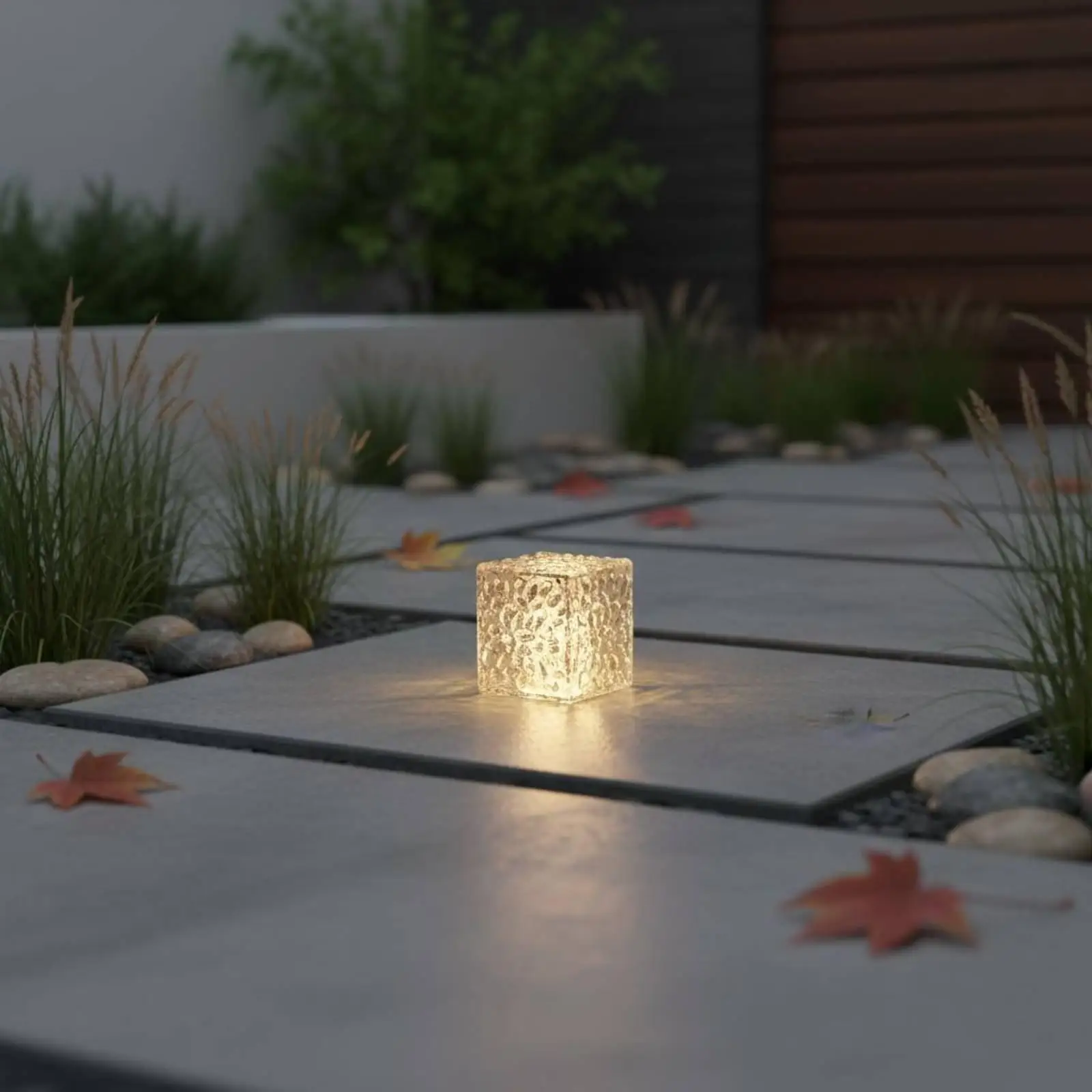 Garden Solar Light Waterproof Ice Brick Design Outdoor LED Pathway Lamp for Borders Patios and Walkways