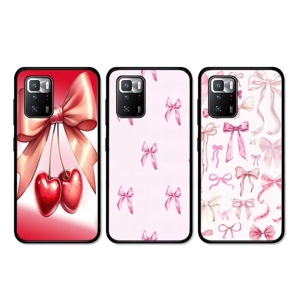 

Trendy Pink Bows Phone Case For Redmi 5 6 7 8 9 10 plus pro 6 7 8 9 A GO K20 K30 K40 pro plus F3 Fundas