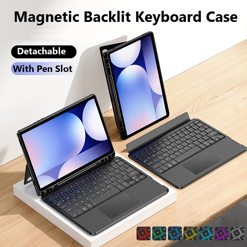 Case for Samsung Galaxy Tab  S10 Ultra 14.6 Inch 2024 S10 Plus S9 Plus S9 FE+ S8Plus S7 Plus 12.4 Inch Backlit KeyBoard Cover