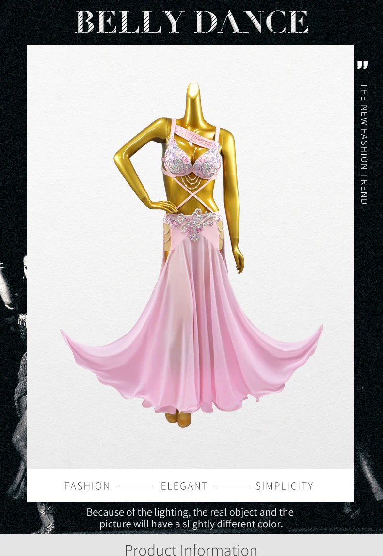 Damen-Abendkorsett, orientalisches Kostüm für Mädchen, Tanzanzug, Bauchtanzkleid, Bühnen-Tanzkleidung, Bauchtanz-Praxis-Outfit, langes Outfit – Detail 2