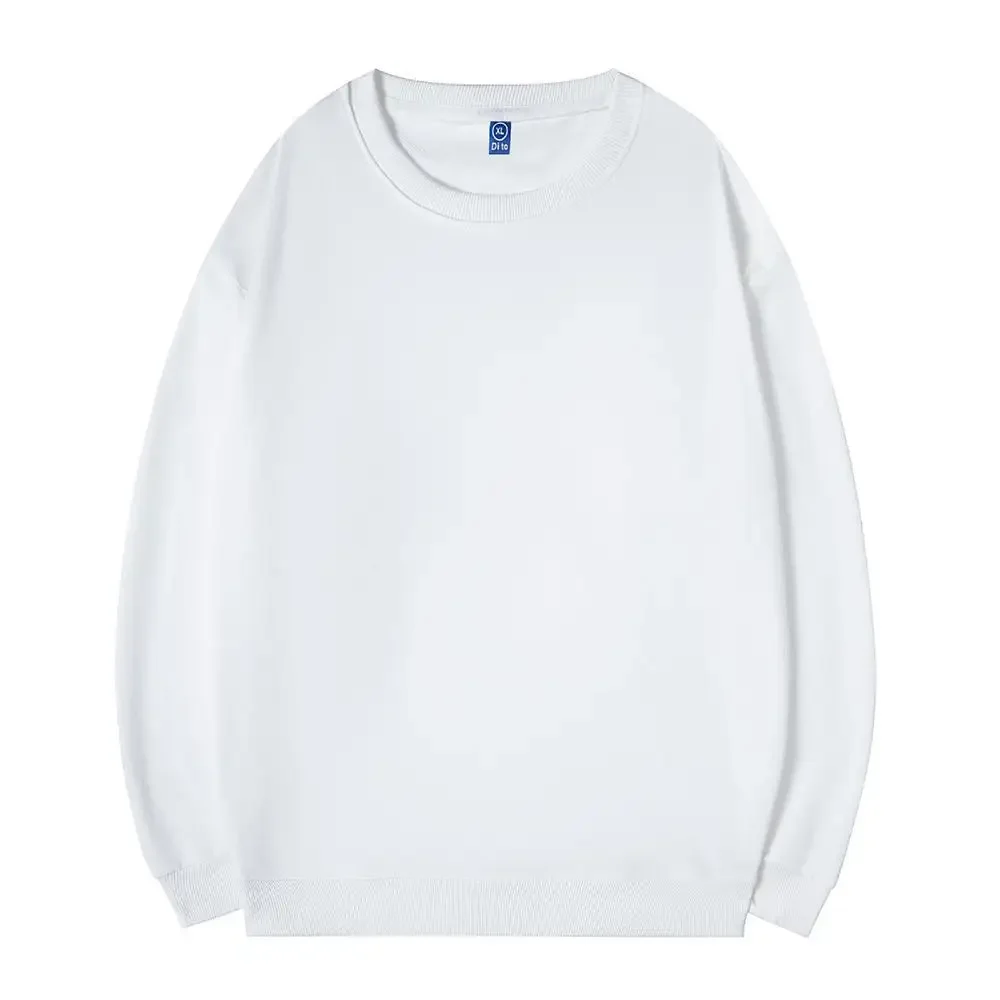 Autumn Thin Sweatshirts for Men and Women Crew Neck Solid Color Loose Casual Drop Shoulder Large Size Long Sleeve Sweatshirt