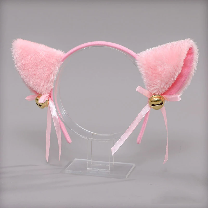 Beautiful Masquerade Cat Ears Headband Cute Fur Ears Shape Bell Headwear Anime Party Costume Hairbands Hair Accessories