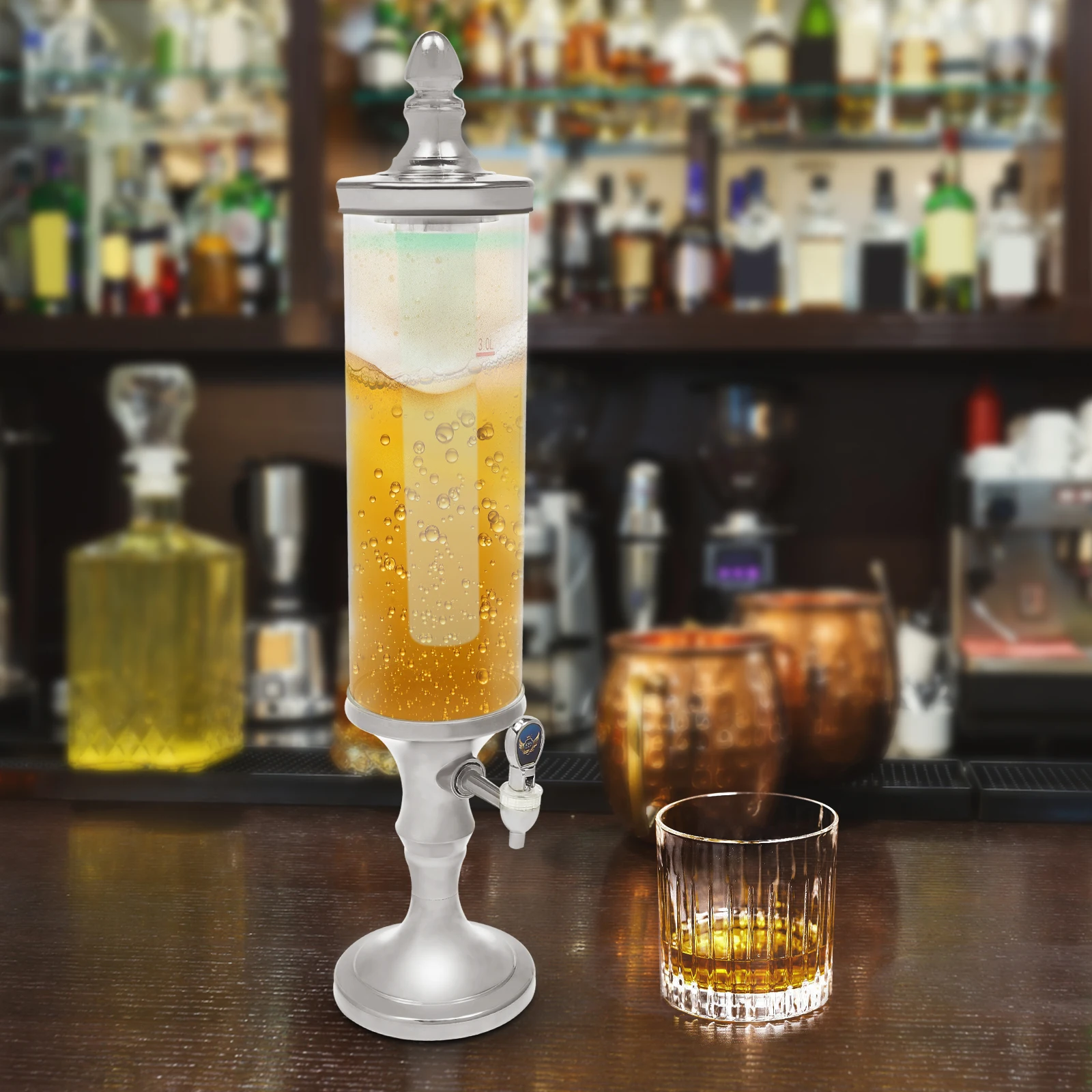 

Beer Tower Dispenser with Ice Tube and Light - 3.2 Qt./3 L