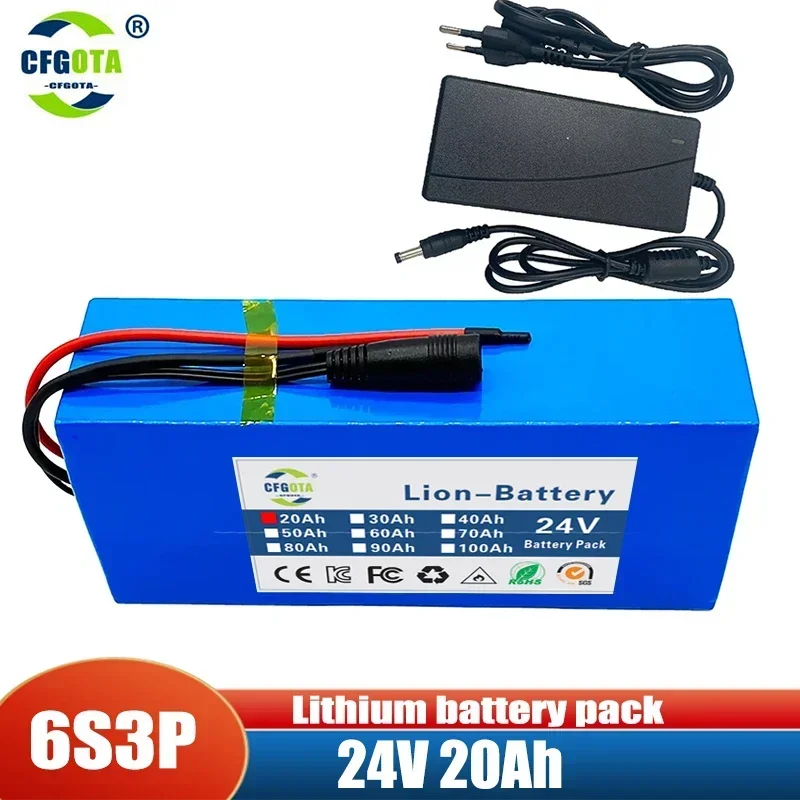 6s3p 24V 20Ah 18650 Battery Lithium Battery 25.2v 20000mAh Electric Bicycle Moped /Electric/Li ion Battery Pack with charger