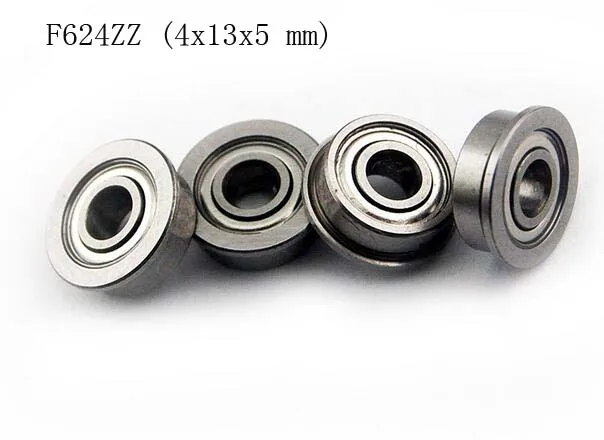 (10 PCS) F624ZZ (4x13x5 mm) Metal Shielded (Flanged) PRECISION Ball Bearing