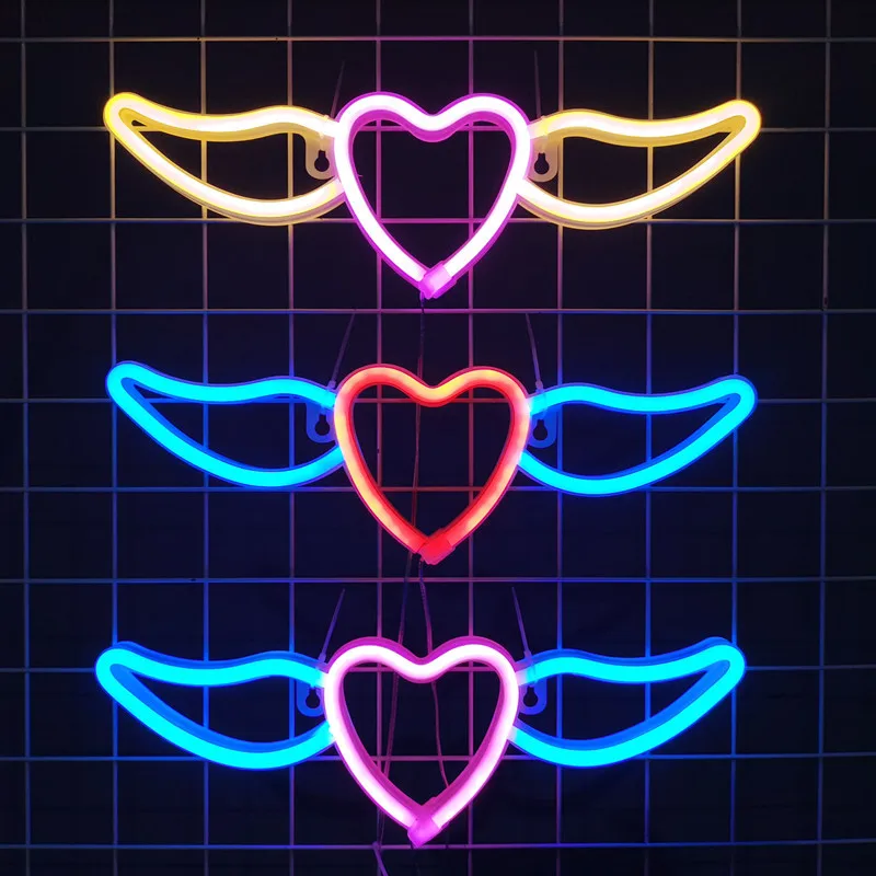 

Love wings LED Neon Sign Clouds Night Light Battery/USB Operated for Children's Room Party Birthday Home Bar Gift Decoration