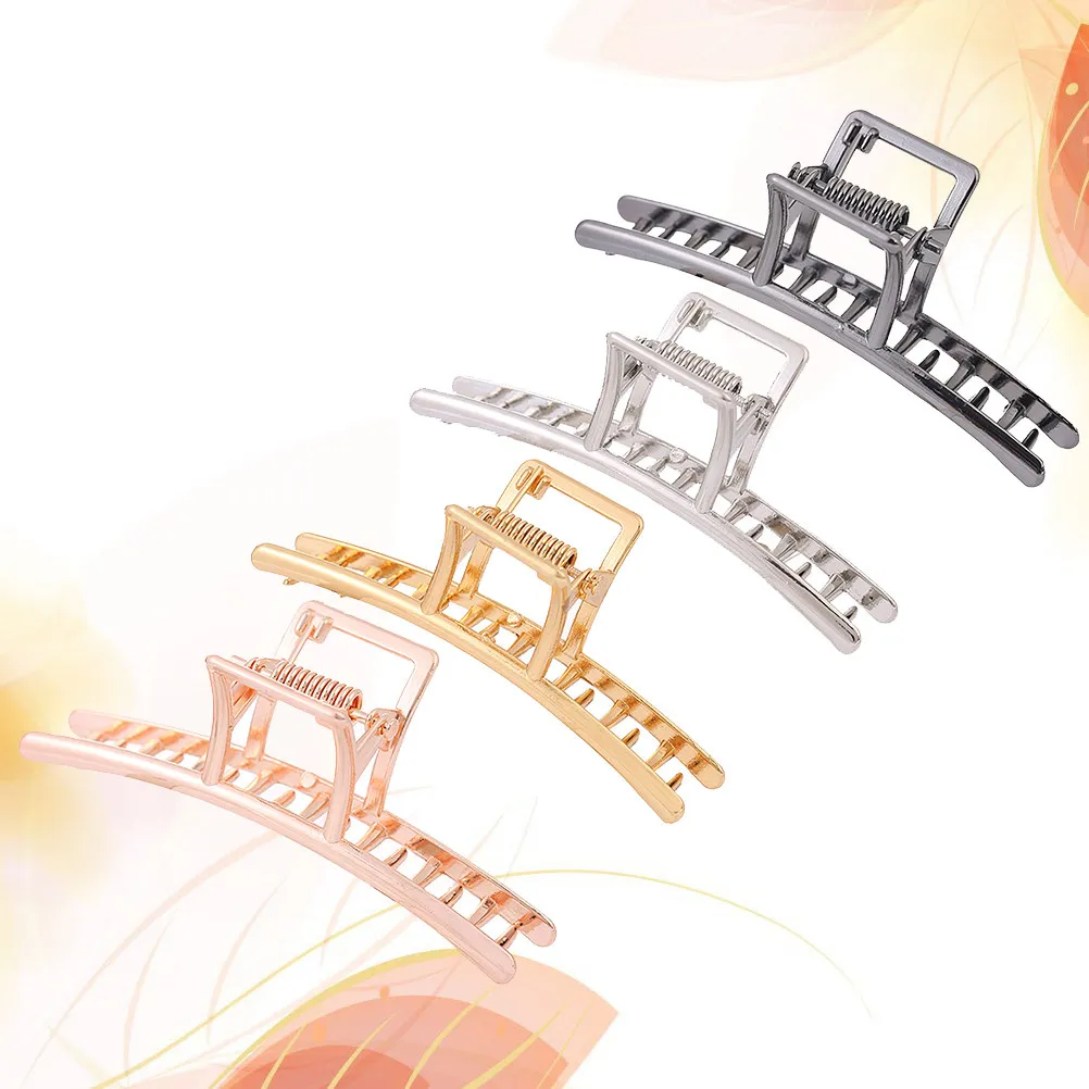 

Набор из 4 заколок-зажимов из сплава в минималистичном стиле, с сильной фиксацией, для женщин и девушек, модные зажимы для хвоста, аксессуар для волос