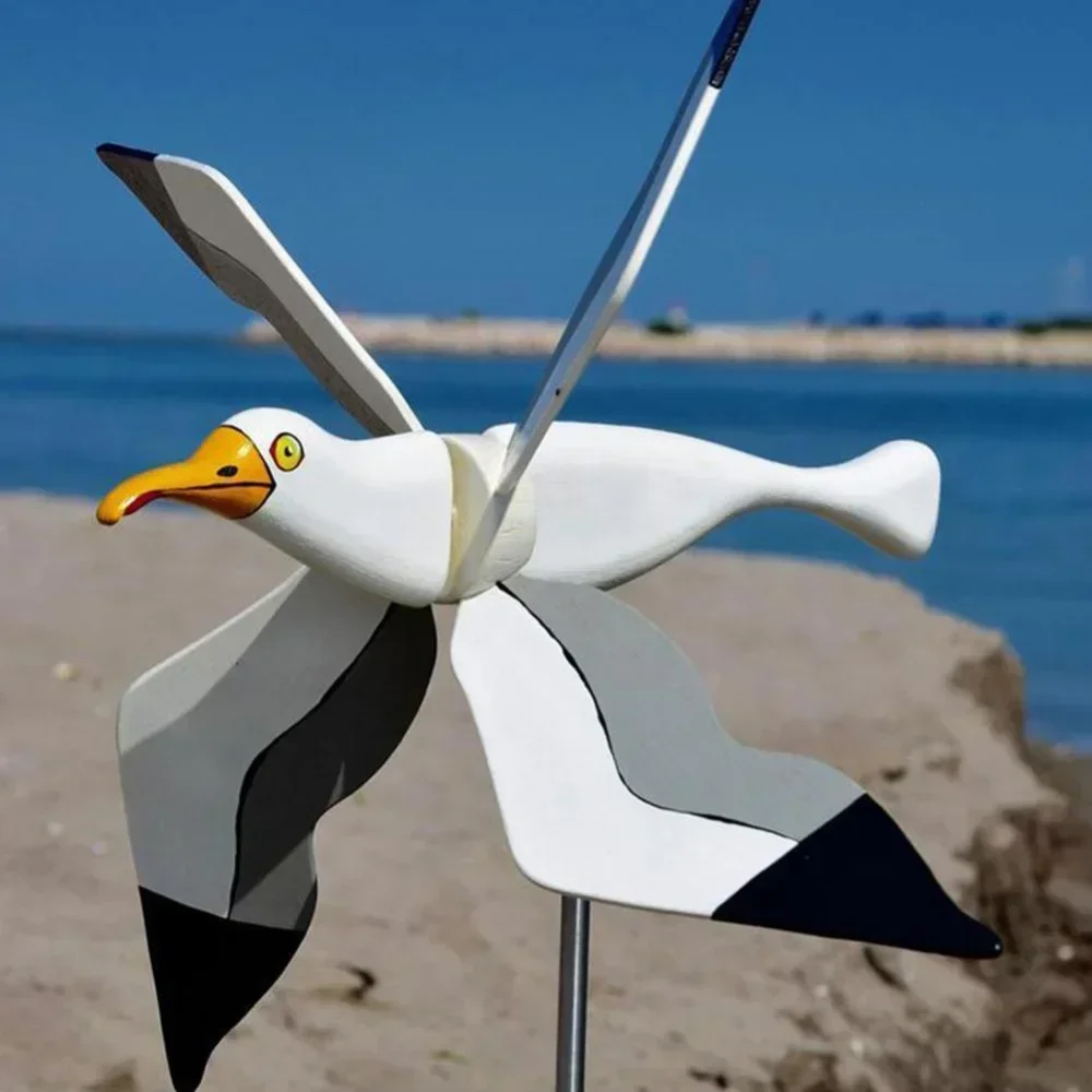 Seagull Windmill Garden Decoration Outdoor Decor Bird Holiday Decorative Wind Spinners Garden Ornaments Accessories