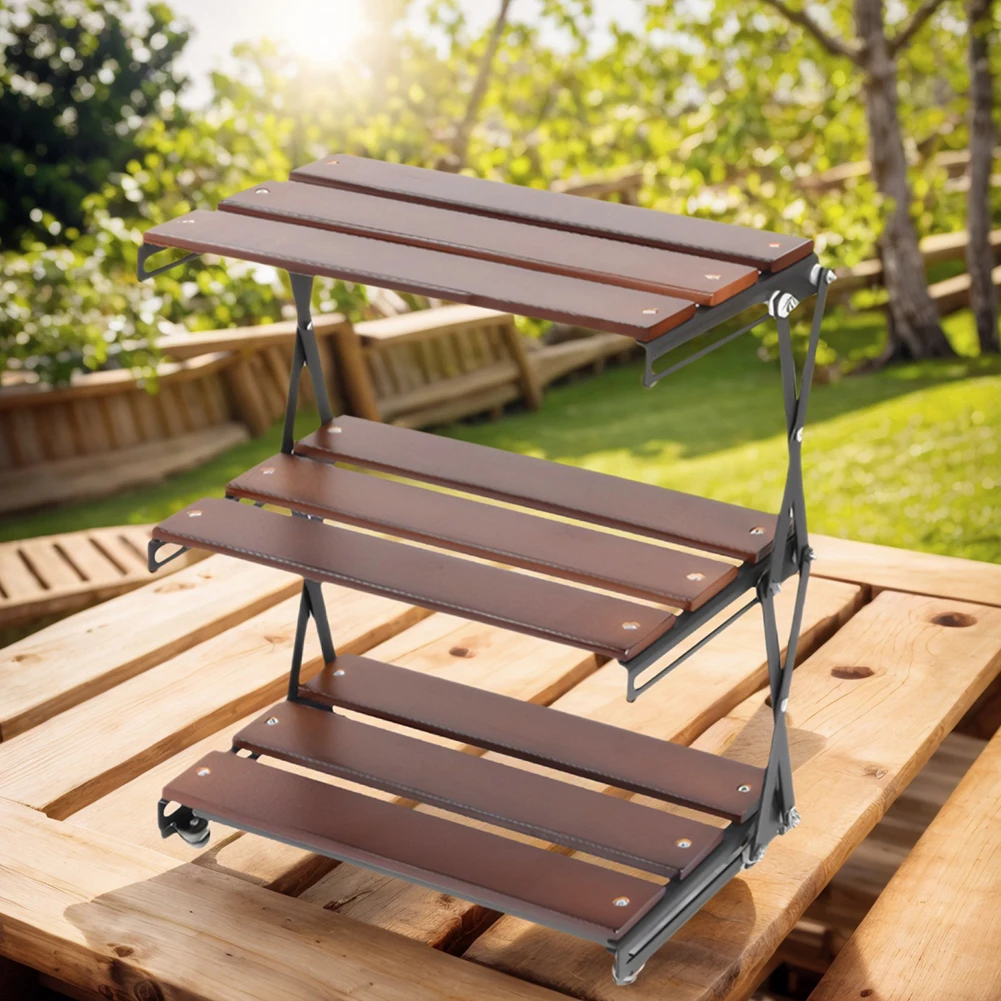 رف تخزين خشبي قابل للطي بثلاث  - مراجعة Outdoor Camping Table With Storage وسعره
