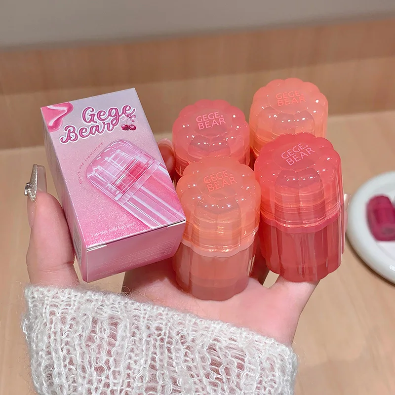 ゲゲベア ダブルソリッドリップグロス、ガラスのような質感の唇、自然な美白リップグロス、色落ちなし、長持ちするメイク