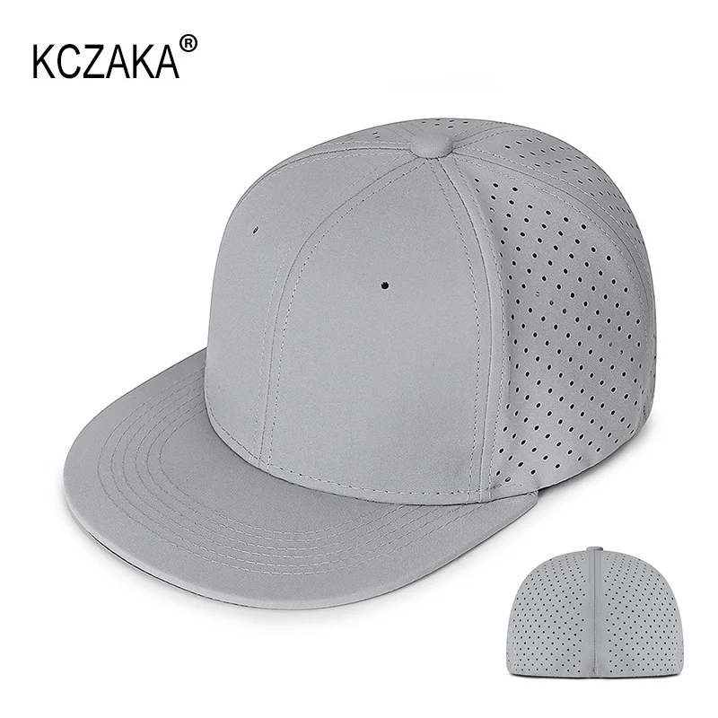 KCZAKA Brand Fitted Flat Brim Cap Hip Hop Back Closed Stretchy Caps Casual Blank Plain Trucker Hats Gorras Bone Male Casquette