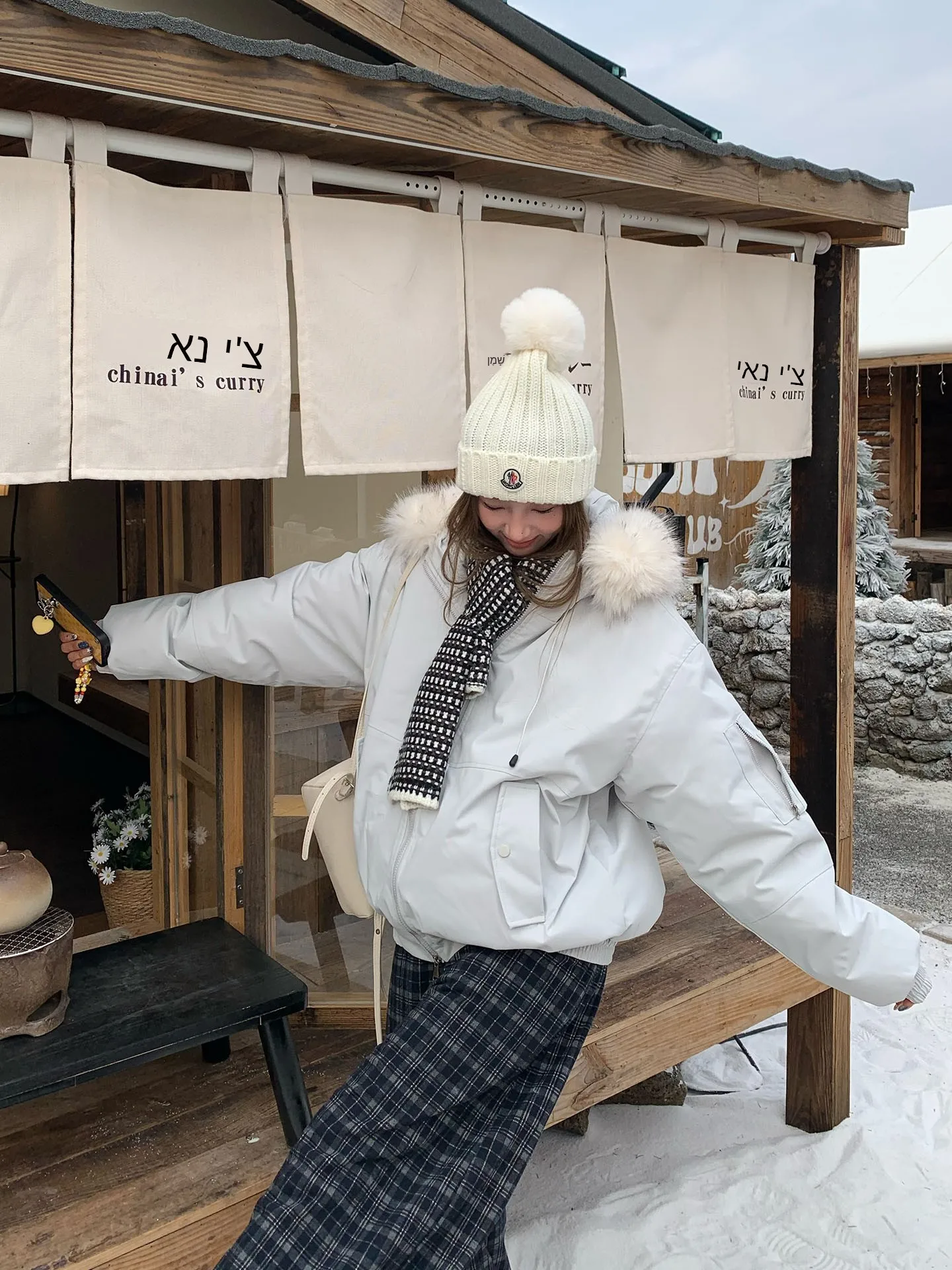 

Retro American Sle Parka Coat Women's Winter Warm Casual Slimming Versatile Cotton Jaet with Fur Collar for All Ages