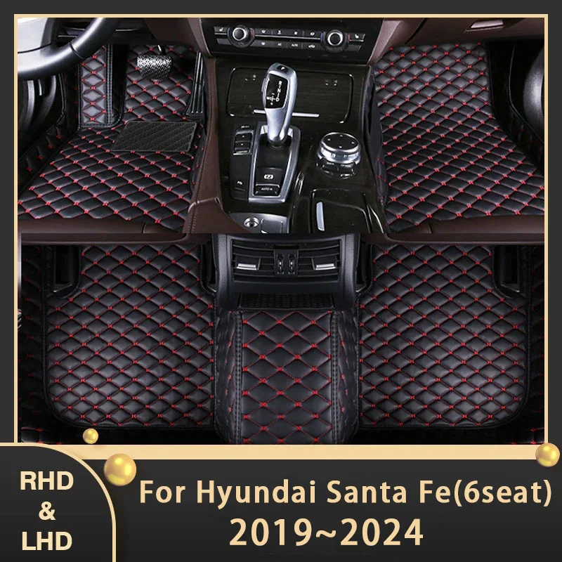 Car Floor Mats For Hyundai Santa Fe TM 2019 2020 2021 2022 2023 2024 6seat Waterproof Pad Car Mat Carpet Tappeto Car Accessories