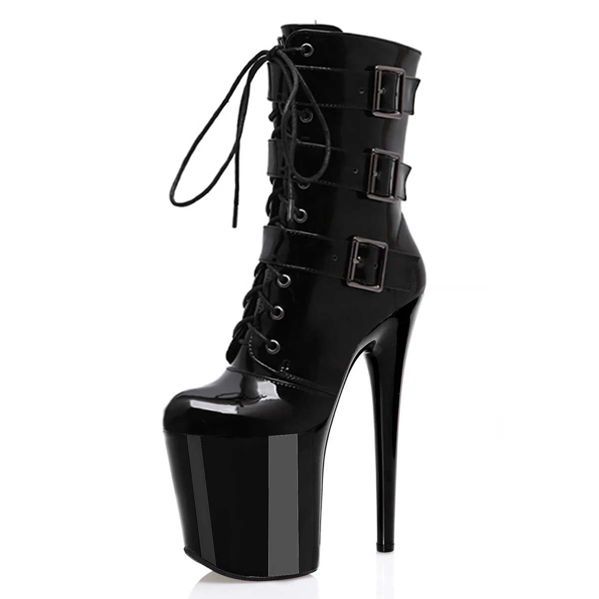 

Sexy Fetish french bulldog Gothic 8inch High Heels Ankle Boots 17CM Platform Stripper ankle strap Pole Dance Exotic shoes buckle