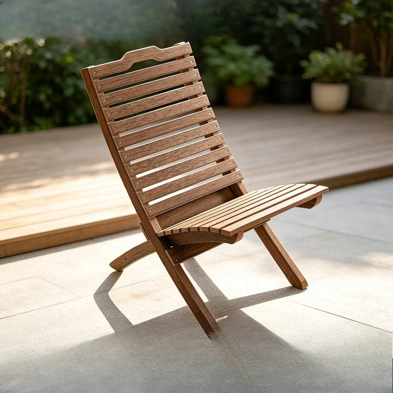 Modern simple plastic wood folding chair portable anti-corrosion outdoor courtyard open-air outdoor leisure