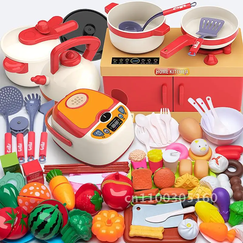 مجموعة ألعاب المطبخ المحاكاة للأطفال مع لعبة الطبخ التفاعلية للخضروات القابلة للقطع للأولاد والبنات