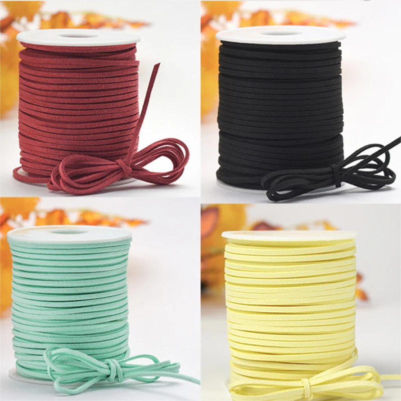 50Yards/Roll Faux Suede Leather Cord Leather Strips Leather Laces Handmade Thread Necklace DIY Jewelry Making Supplies