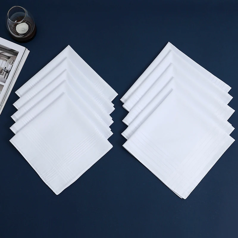 Solid White Cotton Handkerchief 6/12Pcs Soft Breathable Gentleman Hanky For Daily DIY Craft