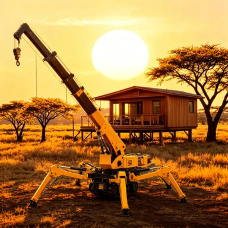 Mini Spider Crane 10 Ton Crawler Hydraulic Telescopic Boom Mobile Lift with Long Arm Fly Jib CE Certified Construction Site