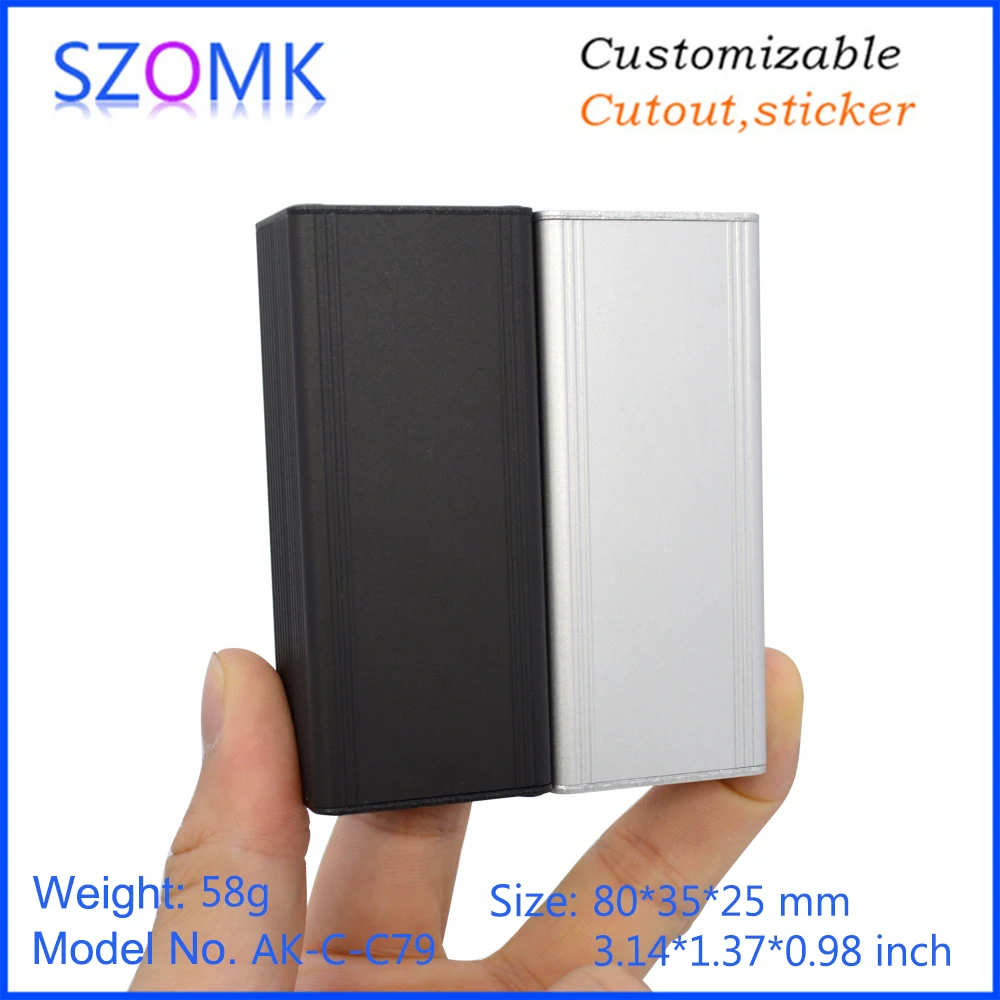 SZOMK 1Piece Black/Silver Aluminium Enclosure Case Electronic Project Box 80x35x25mm