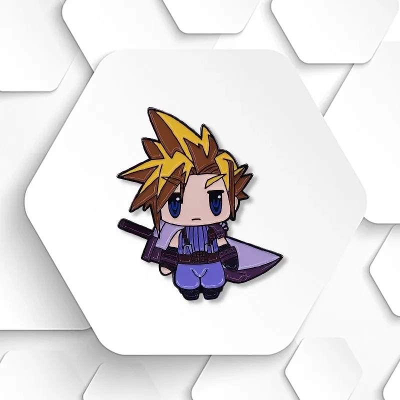 Final Fantasy Enamel Pins Cloud Strife Buster Sword Meteor Chocobo Red Mage Vivi Badge Shinra Attack Menu Brooch Gamer Accessory