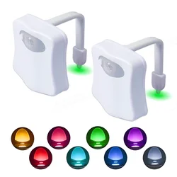 Impermeável LED Night Light para WC Bowl, Smart PIR Sensor de Movimento, Luz do assento do vaso sanitário, WC Lâmpada, ZK30, 2PCs, 8 cores