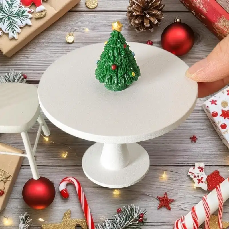 

1/12 Dollhouse Mini Round Tea Table Model Dollhouse Dining Room Furniture Decoration Dolls House Micro Scene Decor Ornaments