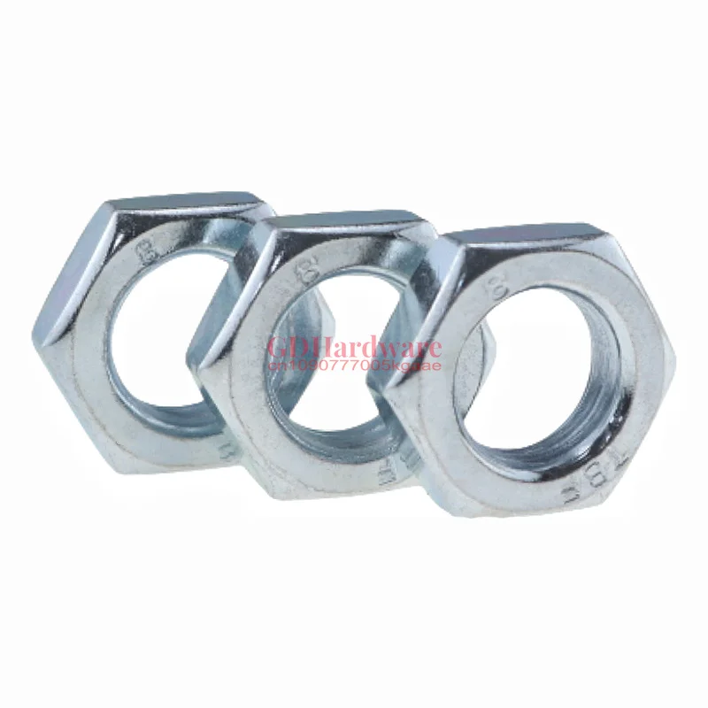 Écrous fins à filetage fin chanfreiné M7-M16 pour usage industriel GB617 en acier au carbone zingué hexagonal