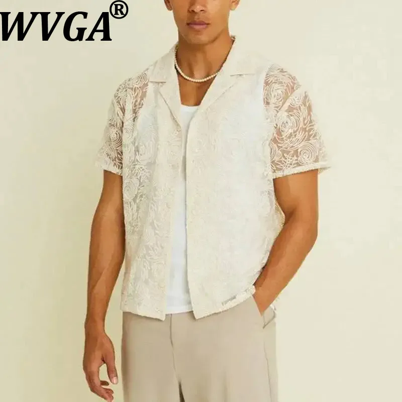 

WVGA Летняя новинка для мужчин Tide High Street Techwear High Street Модная рубашка с короткими рукавами и нишевыми шикарными повседневными топами Ins W7719